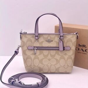 Coach Light Khaki/Soft Lilac Signature Mini Gallery Crossbody Bag